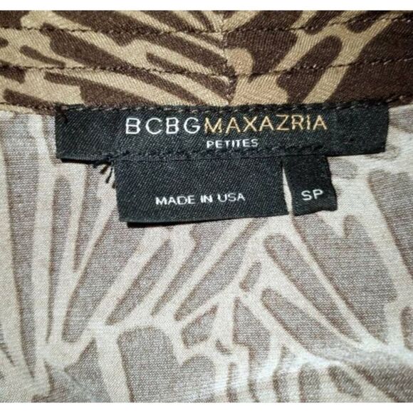 BCBGMAXAZRIA BROWN & CREAM WRAP DRESS SZ.SP EUC - Picture 6 of 7